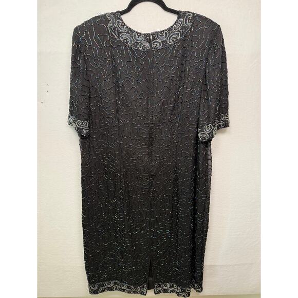 Adrianna Pappel Evening Black Beaded Dress, 3X - Picture 2 of 4